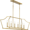 PROGRESS LIGHTING P400300-109 Brushed Bronze Parkhurst Collection Six-Light New Traditional Brushed Bronze Linear Island Chandelier Light