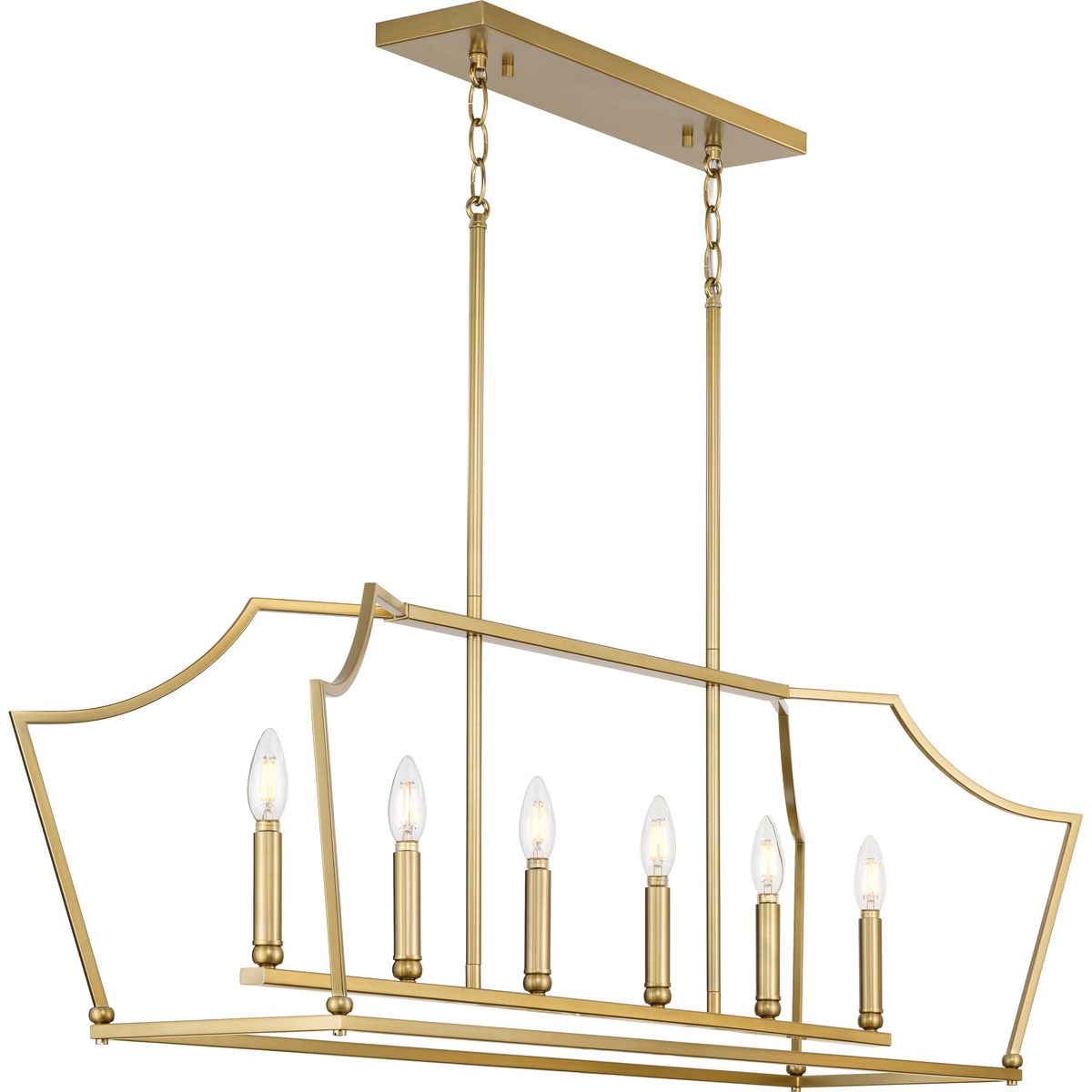 PROGRESS LIGHTING P400300-109 Brushed Bronze Parkhurst Collection Six-Light New Traditional Brushed Bronze Linear Island Chandelier Light