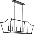 PROGRESS LIGHTING P400300-31M Matte Black Parkhurst Collection Six-Light New Traditional Matte Black Linear Island Chandelier Light