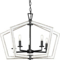 PROGRESS LIGHTING P400301-31M Matte Black Galloway Collection Five-Light 19.25" Matte Black Modern Farmhouse Chandelier with Distressed White Accents