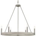 PROGRESS LIGHTING P400302-009 Brushed Nickel Galloway Collection Six-Light 28.25" Brushed Nickel Modern Farmhouse Chandelier with Grey Washed Oak Accents