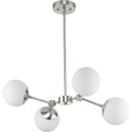 PROGRESS LIGHTING P400307-009 Brushed Nickel Haas Collection Four-Light Brushed Nickel Mid-Century Modern Chandelier