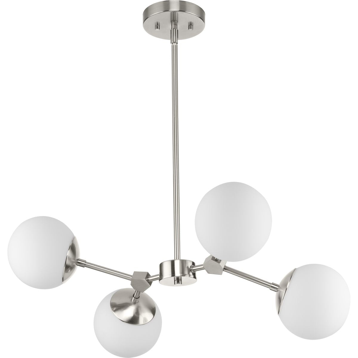 PROGRESS LIGHTING P400307-009 Brushed Nickel Haas Collection Four-Light Brushed Nickel Mid-Century Modern Chandelier