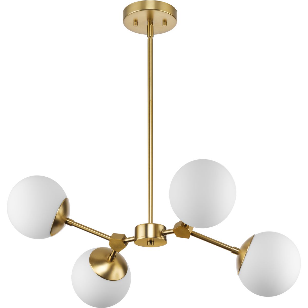 PROGRESS LIGHTING P400307-109 Brushed Bronze Haas Collection Four-Light Brushed Bronze Mid-Century Modern Chandelier