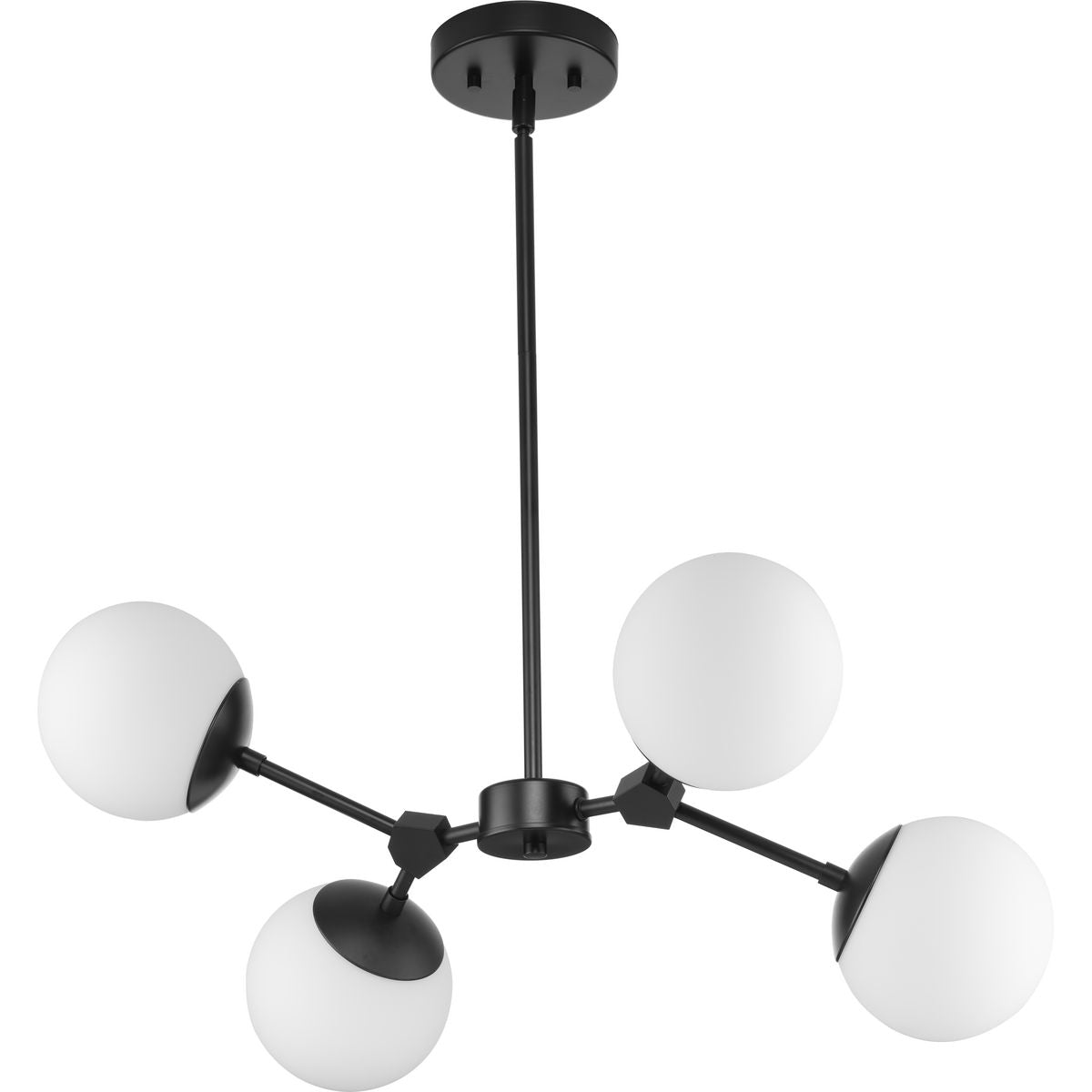 PROGRESS LIGHTING P400307-31M Matte Black Haas Collection Four-Light Matte Black Mid-Century Modern Chandelier