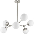 PROGRESS LIGHTING P400308-009 Brushed Nickel Haas Collection Six-Light Brushed Nickel Mid-Century Modern Chandelier