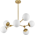 PROGRESS LIGHTING P400308-109 Brushed Bronze Haas Collection Six-Light Brushed Bronze Mid-Century Modern Chandelier