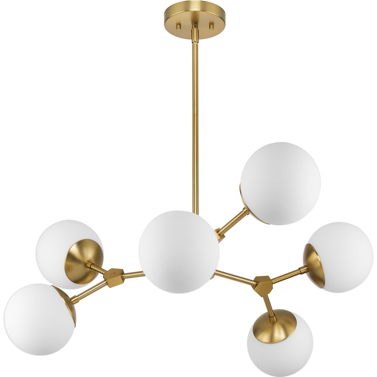 PROGRESS LIGHTING P400308-109 Brushed Bronze Haas Collection Six-Light Brushed Bronze Mid-Century Modern Chandelier