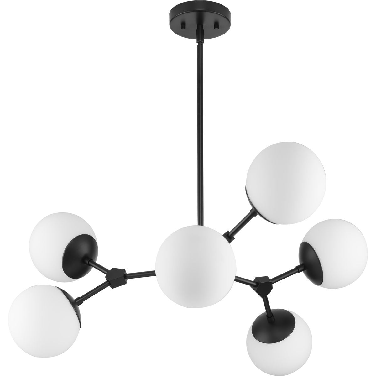 PROGRESS LIGHTING P400308-31M Matte Black Haas Collection Six-Light Matte Black Mid-Century Modern Chandelier