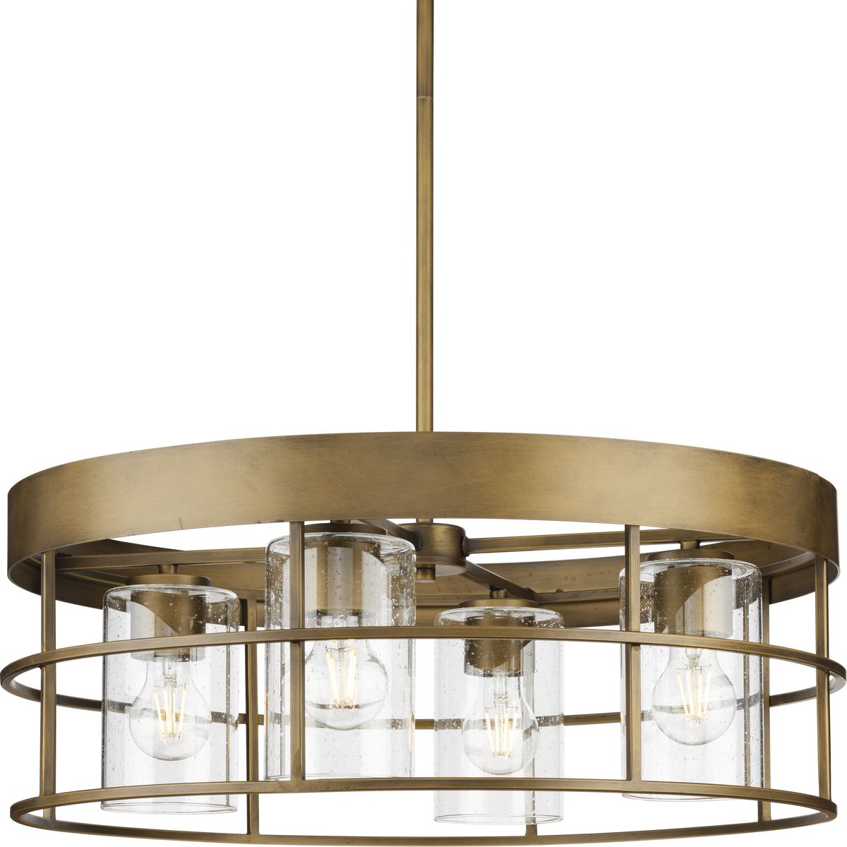 PROGRESS LIGHTING P400311-196 Aged Bronze Burgess Collection Four-Light Aged Bronze Modern Farmhouse Chandelier