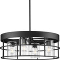 PROGRESS LIGHTING P400311-31M Matte Black Burgess Collection Four-Light Matte Black Modern Farmhouse Chandelier
