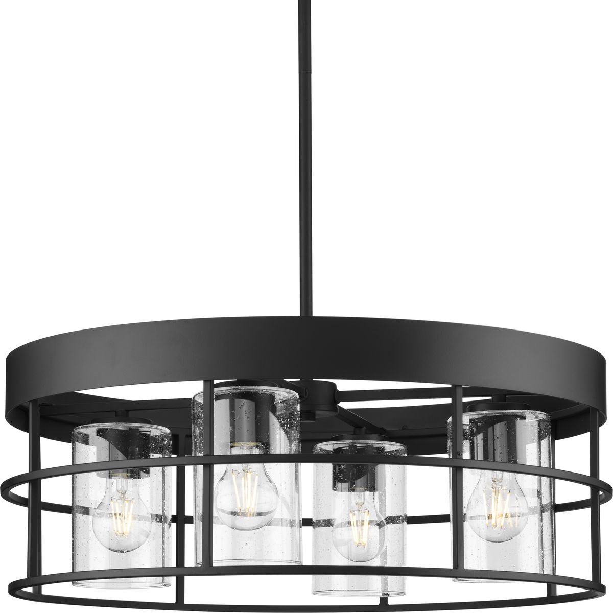 PROGRESS LIGHTING P400311-31M Matte Black Burgess Collection Four-Light Matte Black Modern Farmhouse Chandelier