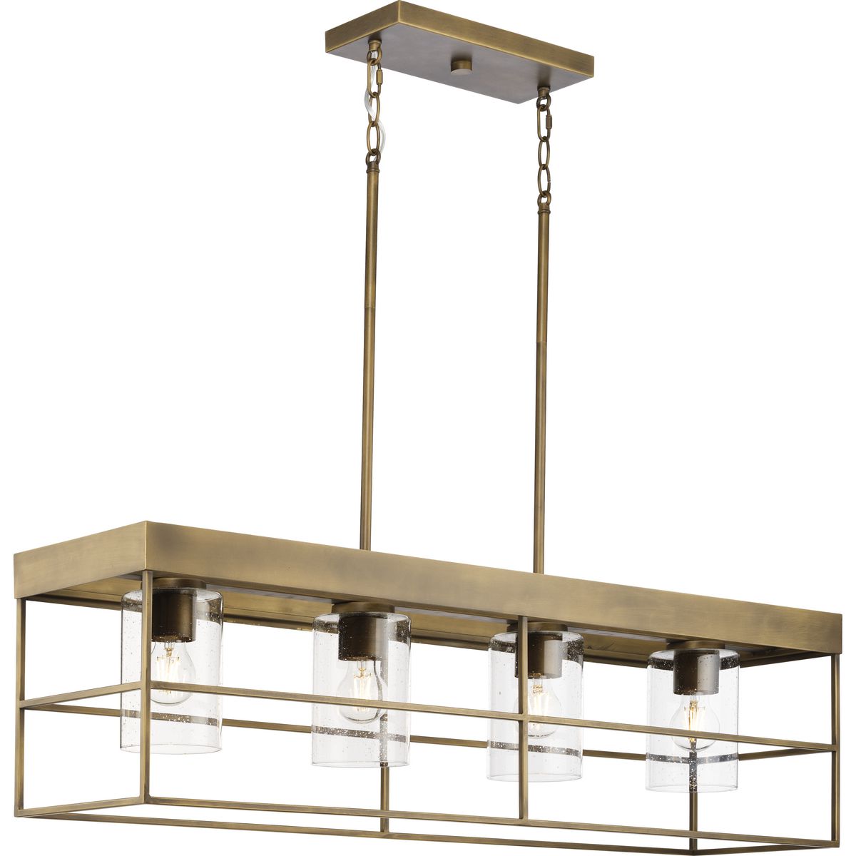 PROGRESS LIGHTING P400312-196 Aged Bronze Burgess Collection Four-Light Aged Bronze Modern Farmhouse Island Light