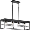 PROGRESS LIGHTING P400312-31M Matte Black Burgess Collection Four-Light Matte Black Modern Farmhouse Island Light