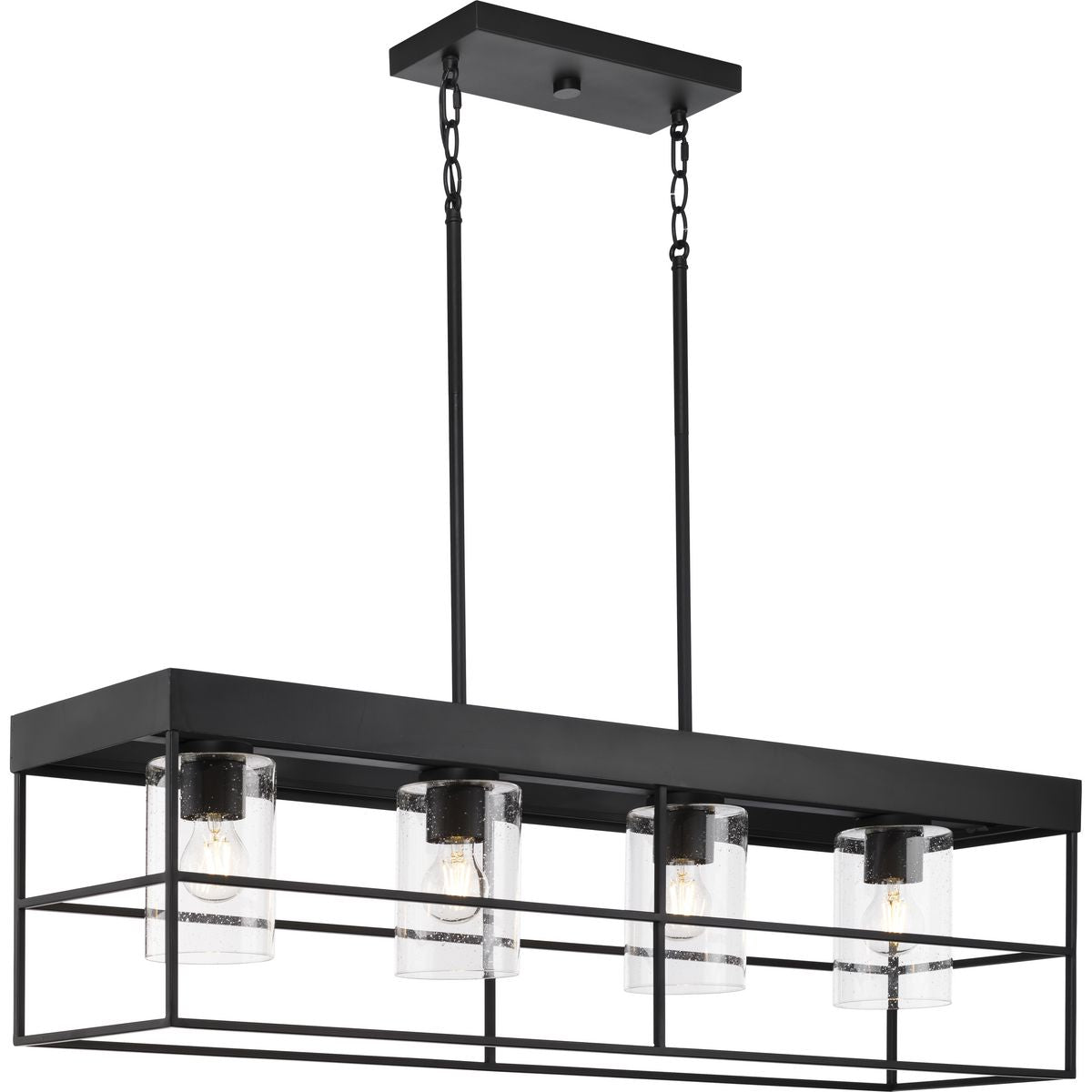 PROGRESS LIGHTING P400312-31M Matte Black Burgess Collection Four-Light Matte Black Modern Farmhouse Island Light