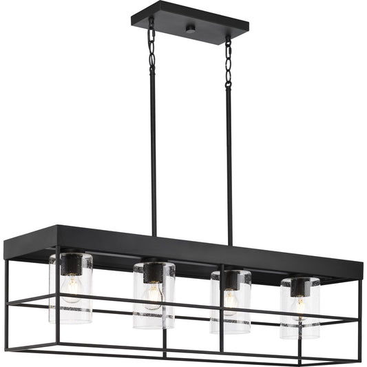 PROGRESS LIGHTING P400312-31M Matte Black Burgess Collection Four-Light Matte Black Modern Farmhouse Island Light