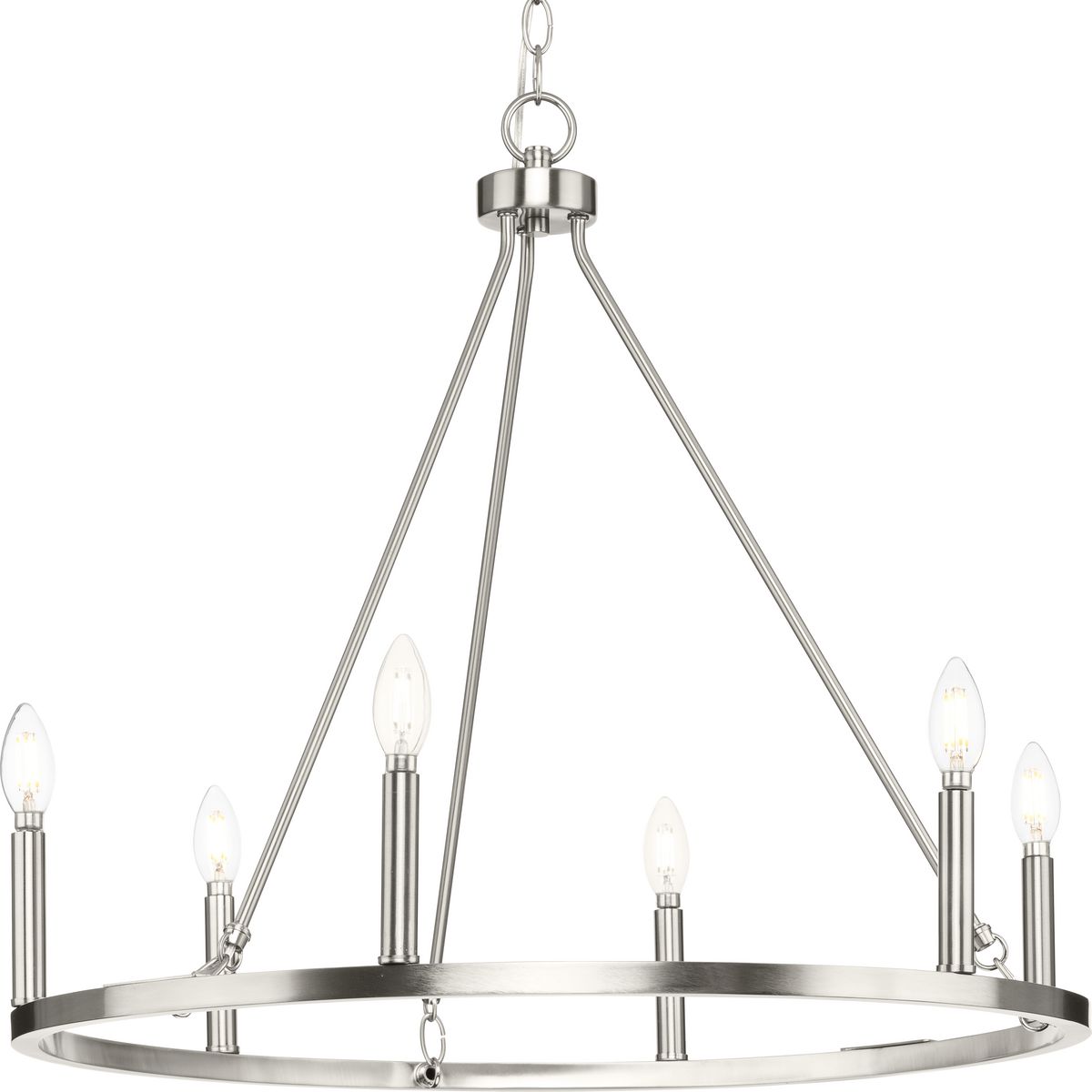 PROGRESS LIGHTING P400313-009 Brushed Nickel Gilliam Collection Six-Light Brushed Nickel New Traditional Chandelier