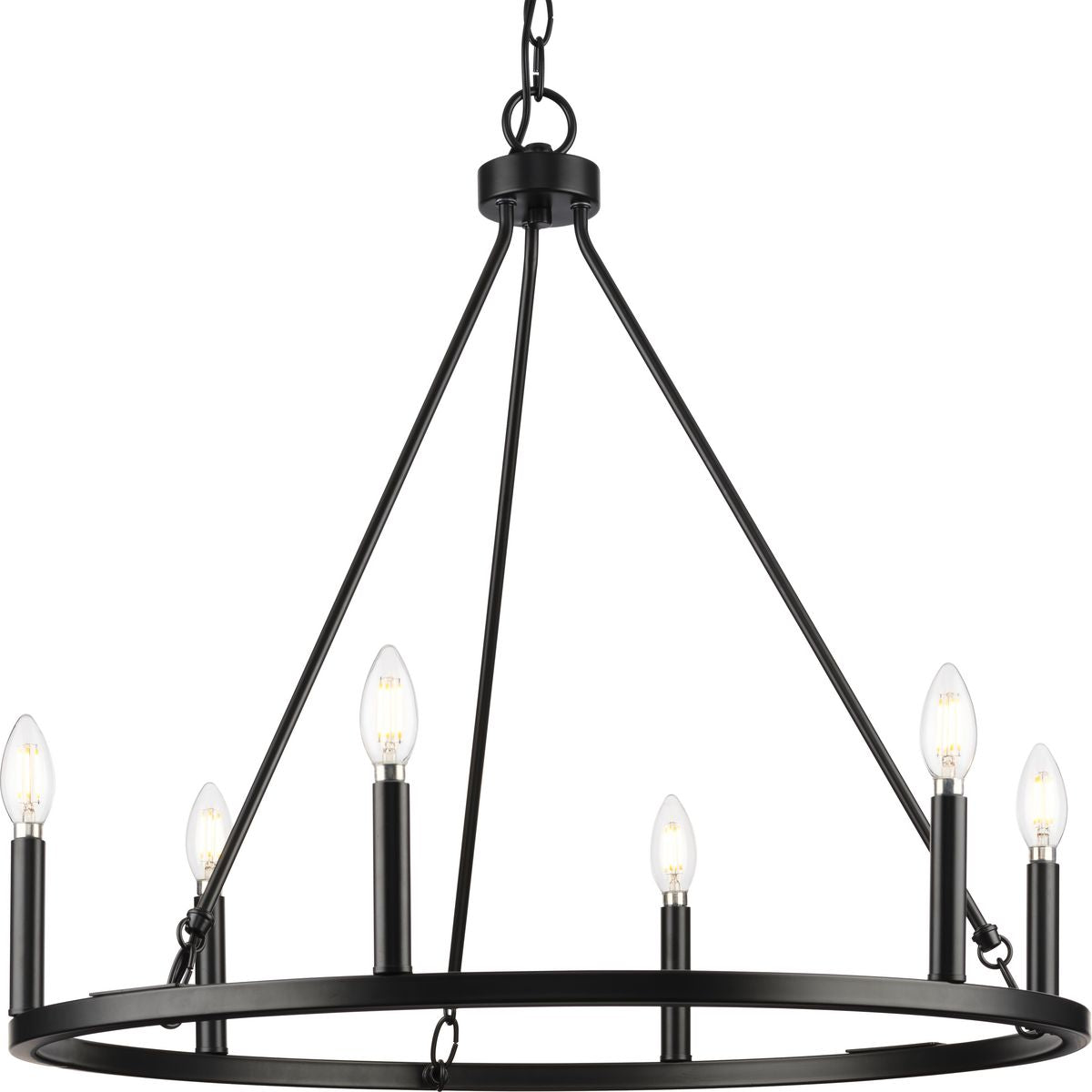 PROGRESS LIGHTING P400313-31M Matte Black Gilliam Collection Six-Light Matte Black New Traditional Chandelier