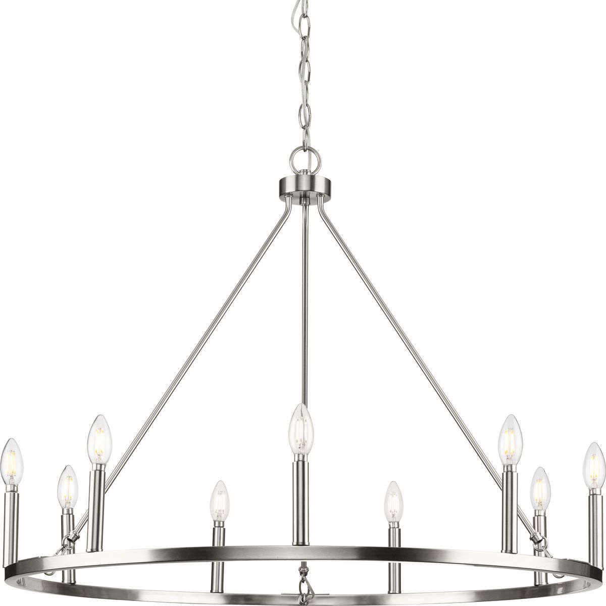 PROGRESS LIGHTING P400314-009 Brushed Nickel Gilliam Collection Nine-Light Brushed Nickel New Traditional Chandelier