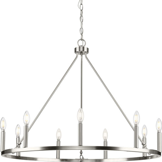 PROGRESS LIGHTING P400314-009 Brushed Nickel Gilliam Collection Nine-Light Brushed Nickel New Traditional Chandelier