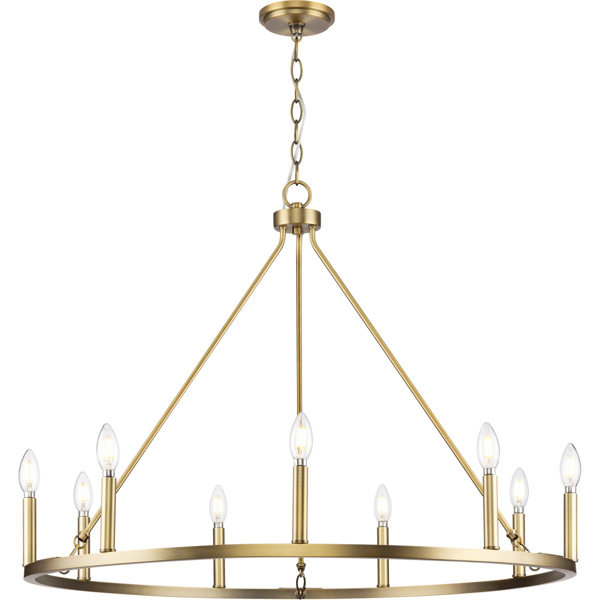 PROGRESS LIGHTING P400314-163 Vintage Brass Gilliam Collection Nine-Light Vintage Brass New Traditional Chandelier