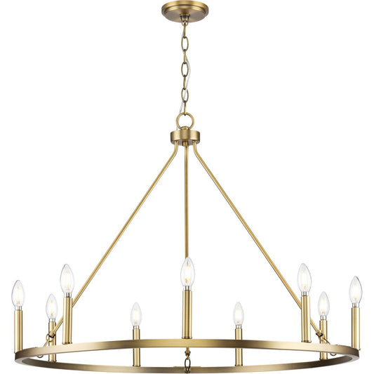 PROGRESS LIGHTING P400314-163 Vintage Brass Gilliam Collection Nine-Light Vintage Brass New Traditional Chandelier