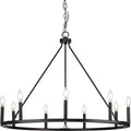 PROGRESS LIGHTING P400314-31M Matte Black Gilliam Collection Nine-Light Matte Black New Traditional Chandelier