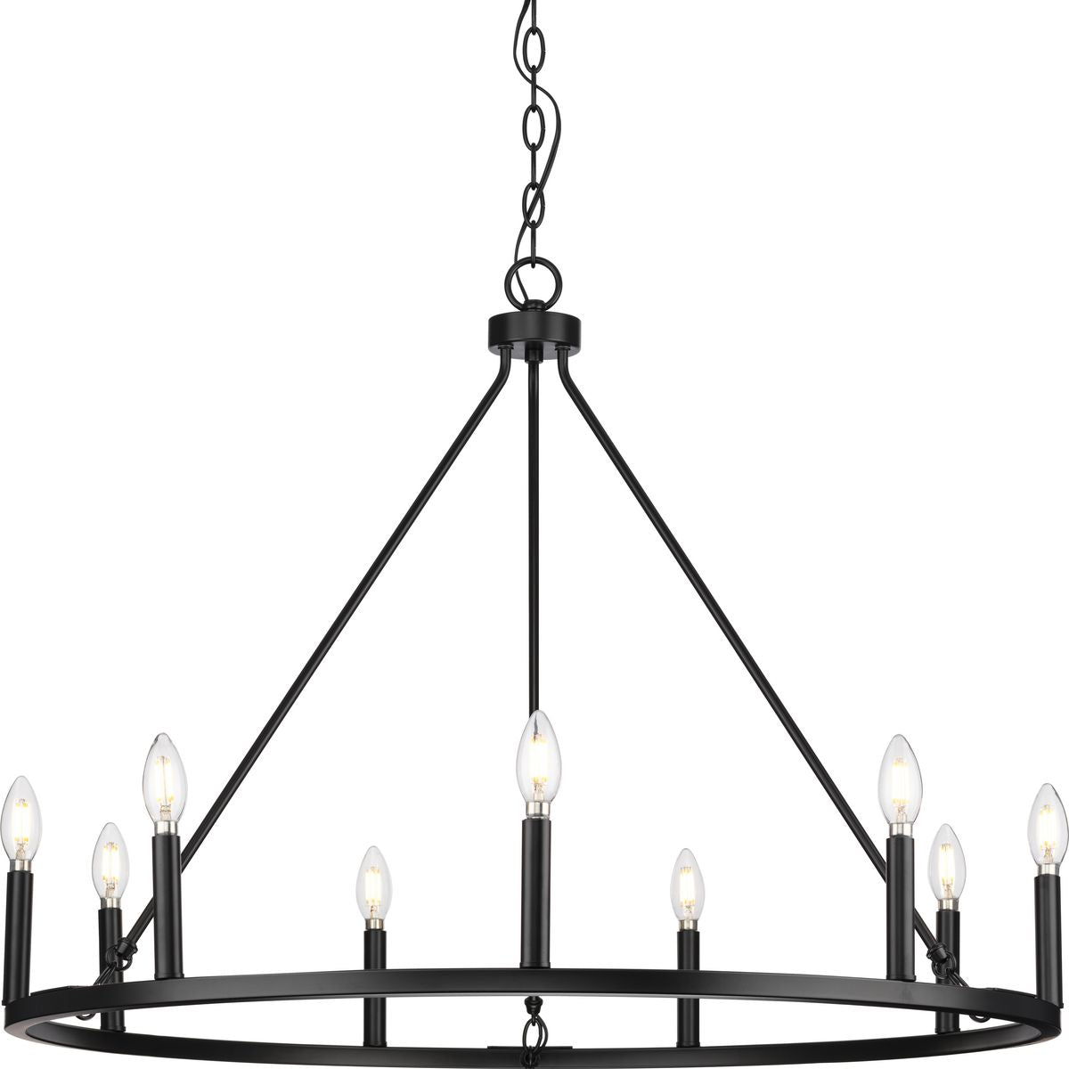 PROGRESS LIGHTING P400314-31M Matte Black Gilliam Collection Nine-Light Matte Black New Traditional Chandelier