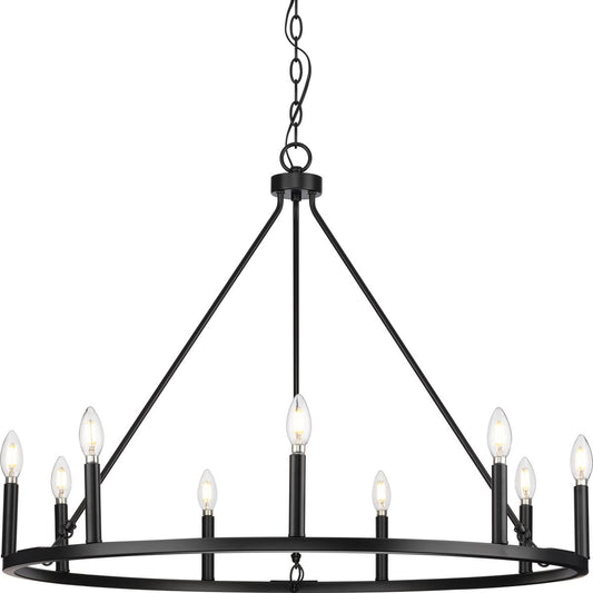 PROGRESS LIGHTING P400314-31M Matte Black Gilliam Collection Nine-Light Matte Black New Traditional Chandelier