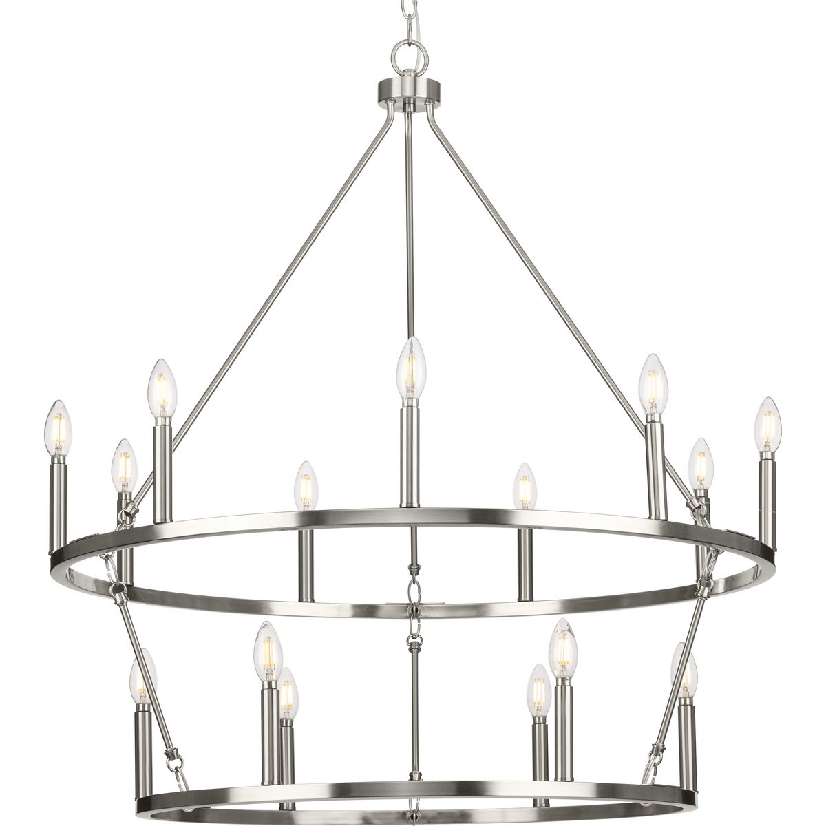 PROGRESS LIGHTING P400315-009 Brushed Nickel Gilliam Collection Fifteen-Light Brushed Nickel New Traditional Chandelier