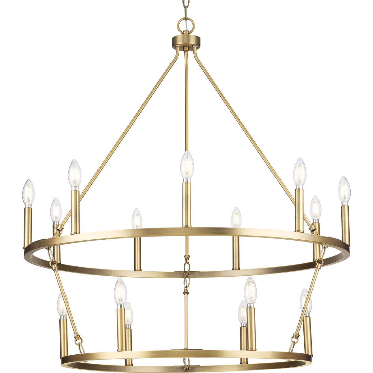 PROGRESS LIGHTING P400315-163 Vintage Brass Gilliam Collection Nine-Light Vintage Brass New Traditional Chandelier