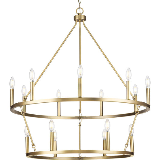 PROGRESS LIGHTING P400315-163 Vintage Brass Gilliam Collection Nine-Light Vintage Brass New Traditional Chandelier