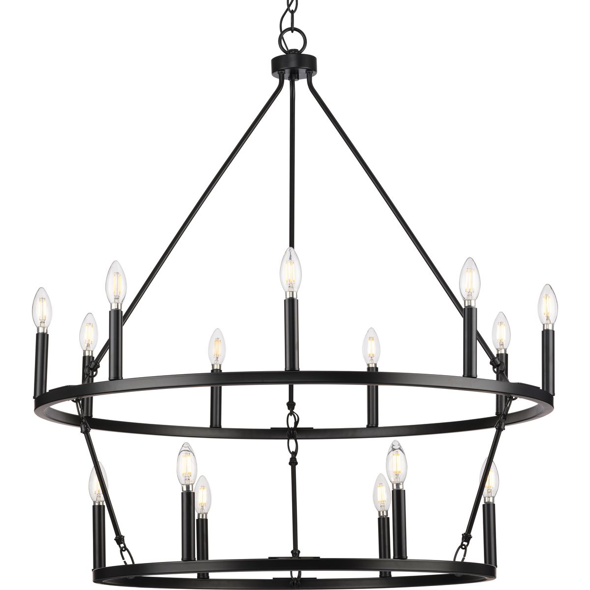PROGRESS LIGHTING P400315-31M Matte Black Gilliam Collection Nine-Light Matte Black New Traditional Chandelier