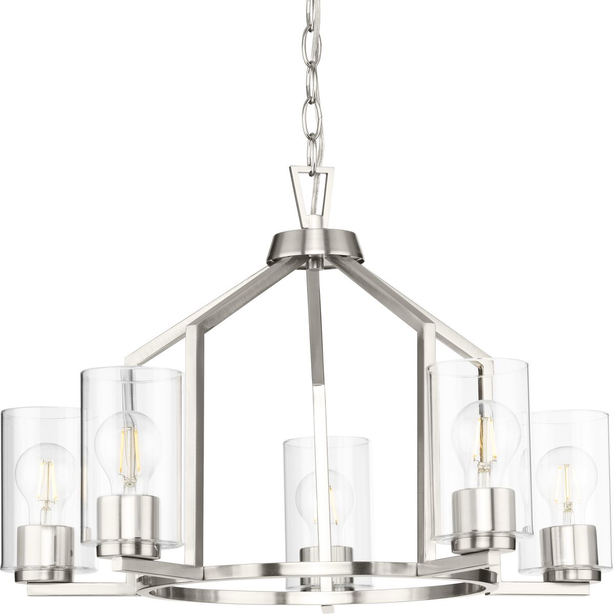 PROGRESS LIGHTING P400316-009 Brushed Nickel Goodwin Collection Five-Light Brushed Nickel Modern Farmhouse Chandelier