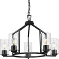 PROGRESS LIGHTING P400316-31M Matte Black Goodwin Collection Five-Light Matte Black Modern Farmhouse Chandelier