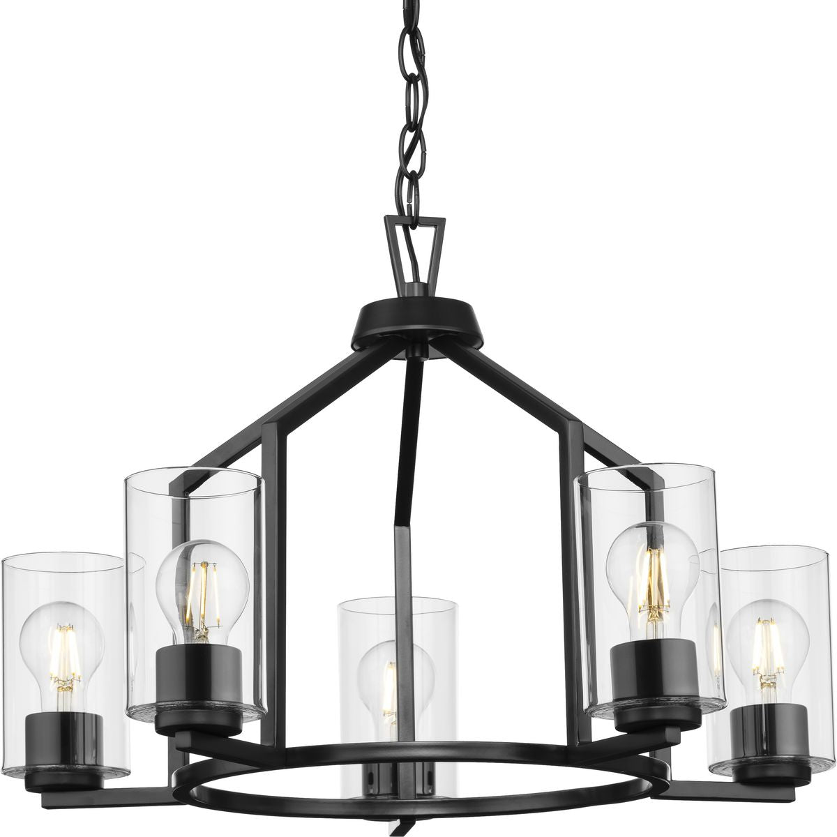 PROGRESS LIGHTING P400316-31M Matte Black Goodwin Collection Five-Light Matte Black Modern Farmhouse Chandelier