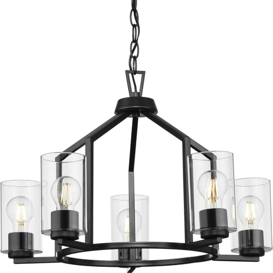 PROGRESS LIGHTING P400316-31M Matte Black Goodwin Collection Five-Light Matte Black Modern Farmhouse Chandelier