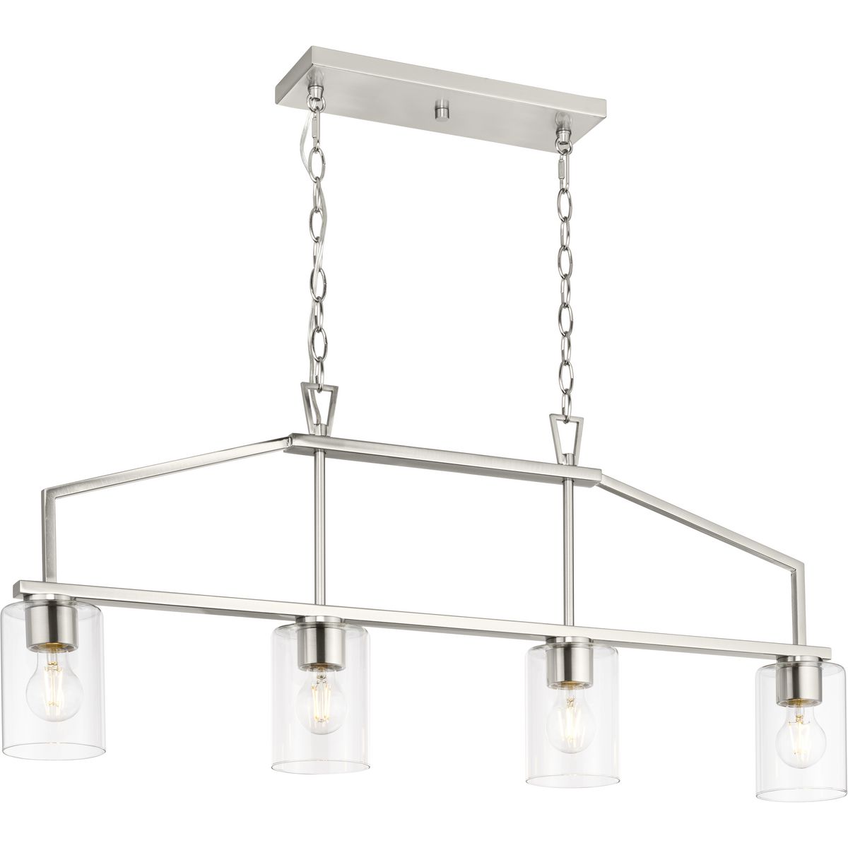 PROGRESS LIGHTING P400317-009 Brushed Nickel Goodwin Collection Four-Light Brushed Nickel Modern Farmhouse Island Light