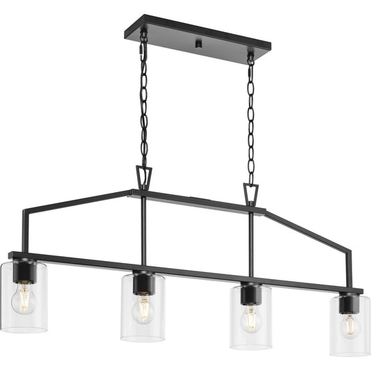 PROGRESS LIGHTING P400317-31M Matte Black Goodwin Collection Four-Light Matte Black Modern Farmhouse Island Light