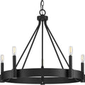 PROGRESS LIGHTING P400318-31M Matte Black Breckenridge Collection Five-Light Matte Black Rustic Farmhouse Chandelier