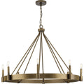 PROGRESS LIGHTING P400319-196 Aged Bronze Breckenridge Collection Eight-Light Aged Bronze Rustic Farmhouse Chandelier