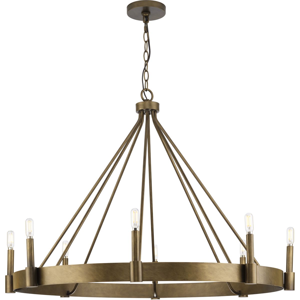 PROGRESS LIGHTING P400319-196 Aged Bronze Breckenridge Collection Eight-Light Aged Bronze Rustic Farmhouse Chandelier