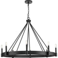 PROGRESS LIGHTING P400319-31M Matte Black Breckenridge Collection Eight-Light Matte Black Rustic Farmhouse Chandelier