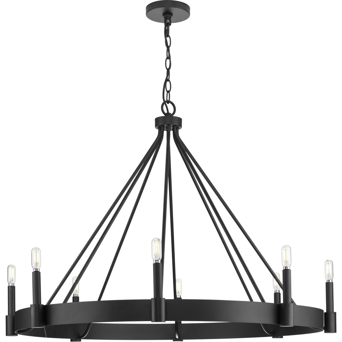 PROGRESS LIGHTING P400319-31M Matte Black Breckenridge Collection Eight-Light Matte Black Rustic Farmhouse Chandelier