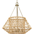 PROGRESS LIGHTING P400323-163 Vintage Brass Laila Collection Four-Light Vintage Brass Coastal Chandelier with Woven Jute Accents