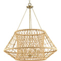 PROGRESS LIGHTING P400324-163 Vintage Brass Laila Collection Five-Light Vintage Brass Coastal Chandelier with Woven Jute Accents