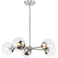 PROGRESS LIGHTING P400325-009 Brushed Nickel Atwell Collection Five-Light Brushed Nickel Mid-Century Modern Chandelier