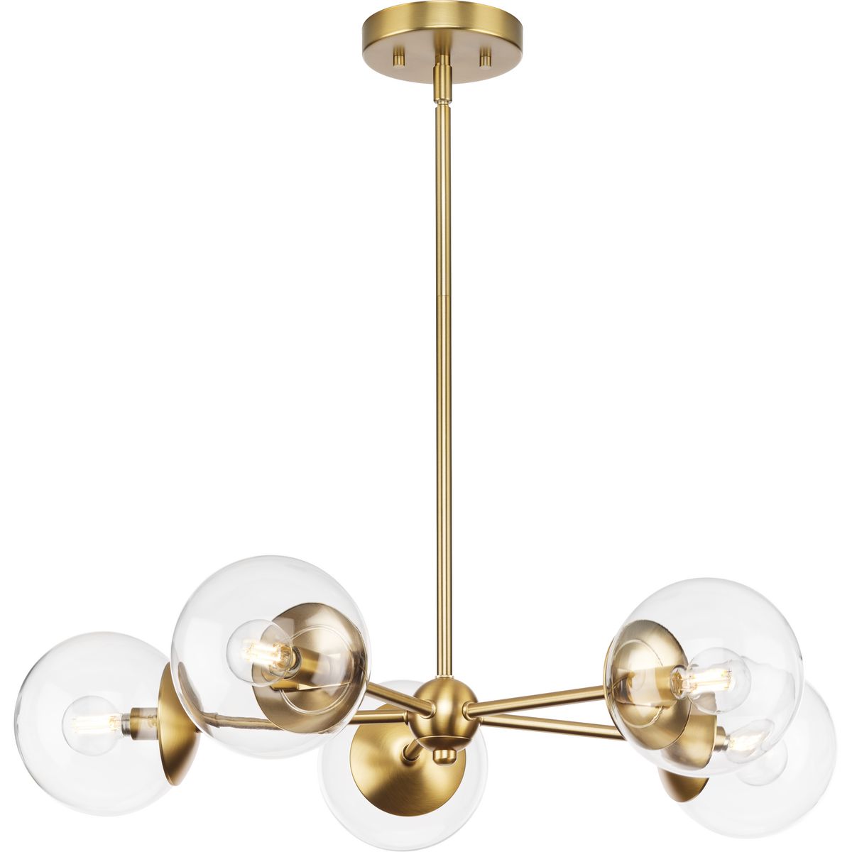 PROGRESS LIGHTING P400325-109 Brushed Bronze Atwell Collection Five-Light Brushed Bronze Mid-Century Modern Chandelier