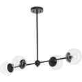 PROGRESS LIGHTING P400326-31M Matte Black Atwell Collection Four-Light Matte Black Mid-Century Modern Island Light