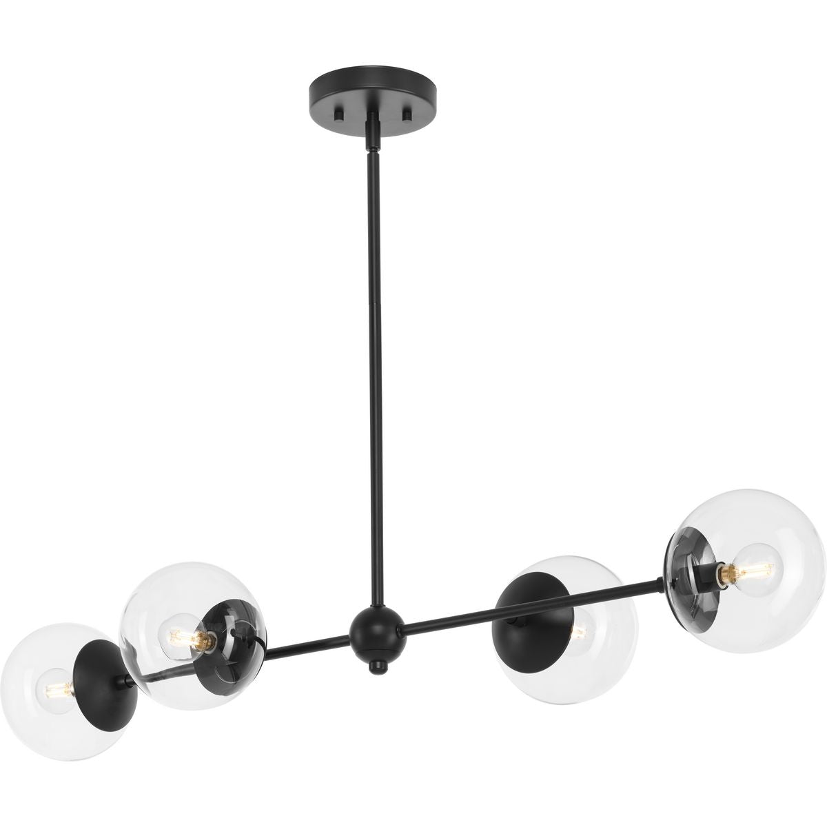 PROGRESS LIGHTING P400326-31M Matte Black Atwell Collection Four-Light Matte Black Mid-Century Modern Island Light